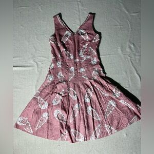 Tory Burch Pink Paisley Floral Embellished Beaded Tea 🫖 Sleeveless Midi Dress